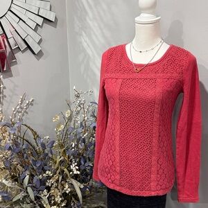Lucky Brand Reddish/Brown Lace Long Sleeve Top